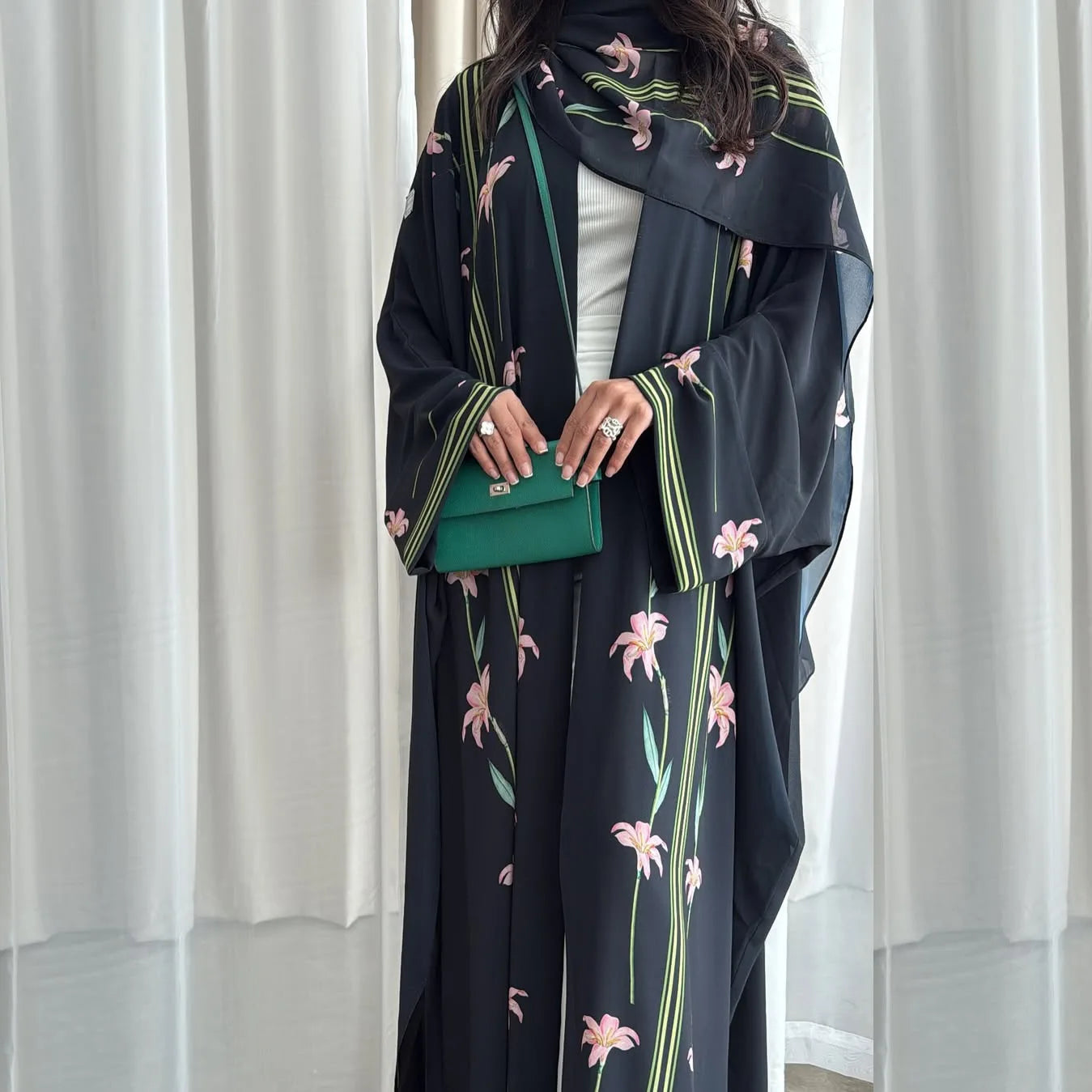 Uni Islamic Clothing Modest Abaya Women Muslim Dress Front Open Printed Abaya 2025 With Hijab Scarf Two Piece Set for Summer.