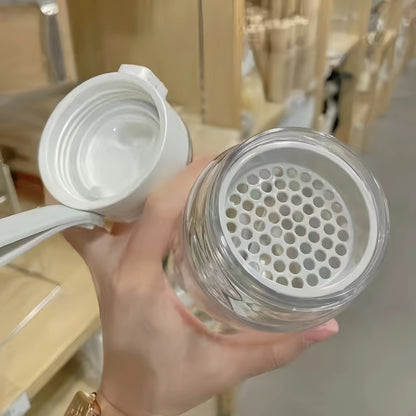 Kawaii Plastic Transparent Water Bottle Leakproof Simple Portable Outdoor Travel Office Water Bottle Juice Cup Beach Drinkware.