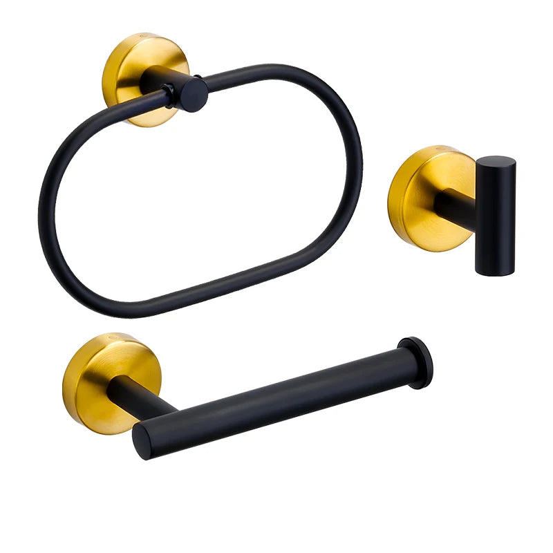 Badezimmer-Hardware-Set aus gebürstetem Gold, Handtuchhalter aus Edelstahl 304, Handtuchring, Toilettenpapierhalter, Kleiderhaken, Badezimmer-Zubehör