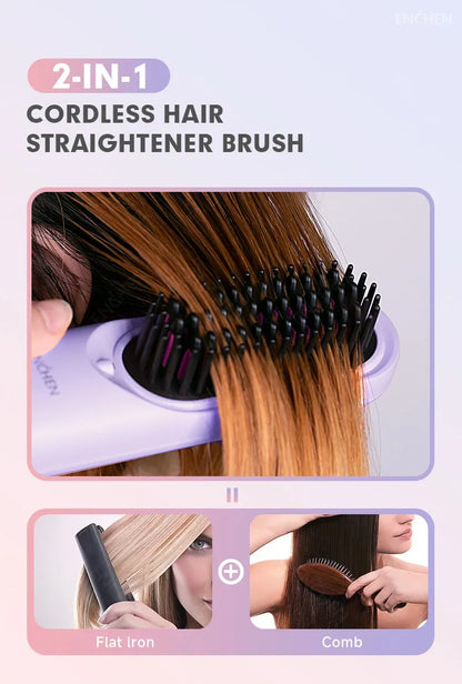 ENCHEN 2in1 Hair Straightener Brush Professional Electric Hair Stuff 200 Million Negative Ions Electric Brushes Hair Tools H100.