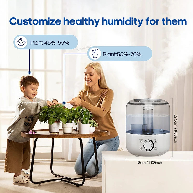 KINSCOTER 3L Air Humidifier Professional Large Capacity Home Humidifier Plant Mist Aroma Diffuser with Remote Control Timer.