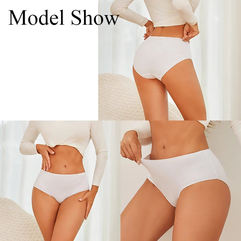4Pcs/Set Comfort Cotton Panties Women High Waist Briefs Seamless Underwear Breathable Underpants Plus Size Panty S-2XL Intimates.