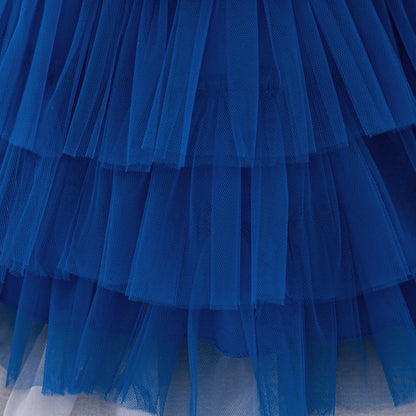 Kinder Abendkleid Pailletten Puffärmel Prinzessin Kleid Mesh Puffed Kleid Geburtstag Party Host Kleid