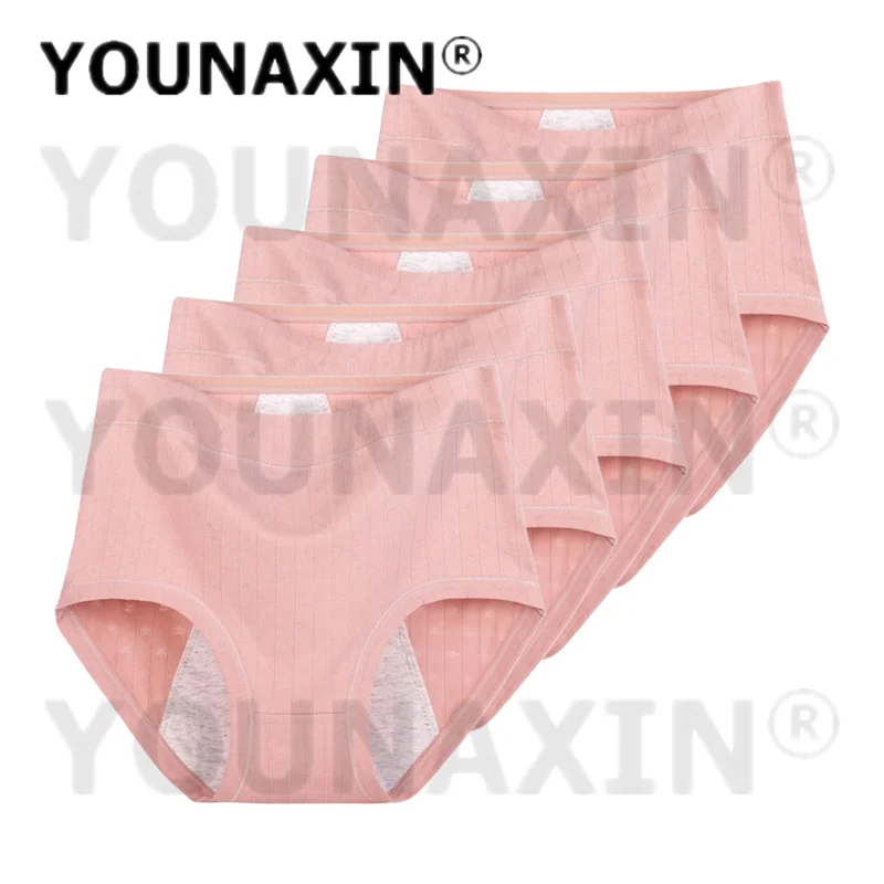5 Pieces Women Menstrual Period Underwear Big Size Briefs Lingerie Undies Cotton Large High Waist Panties XL 2XL 3XL 4XL 5XL 6XL.