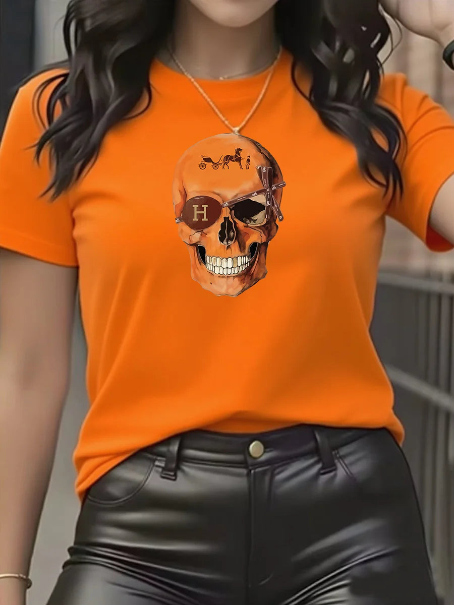 Cartoon Graphic Printing Summer Luxury Brand Cotton Men's and Women's T-Shirts Short Sleeves Street Fashion Trend Clothing.