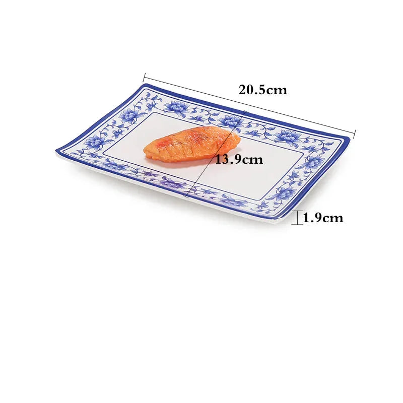 1pc Food Grade Plastic Dinner Plates Chinese Melamine Plastic Is Not Easy To Break Rectangular Plate Restaurant Kitchen Supplies.