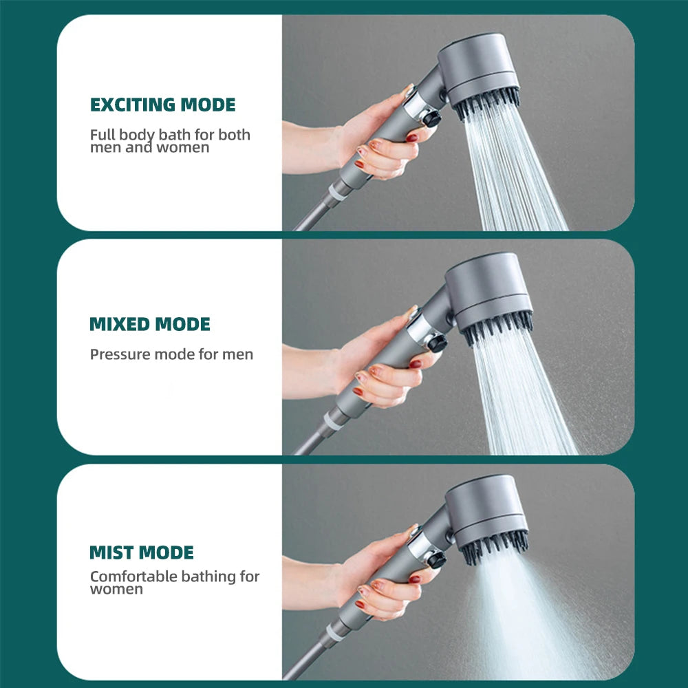 4 Modes Shower Head High Pressure Showerhead One-Key Stop Water Massage Shower Head With Filter Element Bathroom Accessories