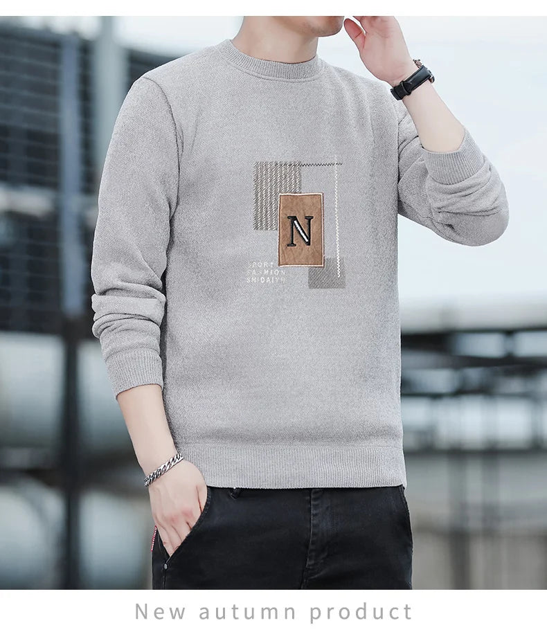 Men's Fleece Lined Pullovers Fashion Sweaters Autumn Winter Jumpers Fashion New Jersey Men's Clothes.