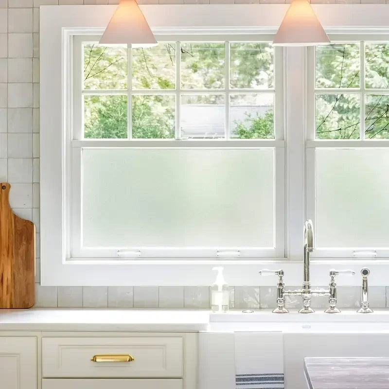 Matte white frosted window film self-adhesive glass sticker window decal  privacy anti-ultraviolet for home office bathroom.