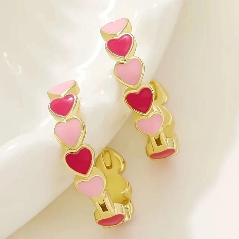 Heart Stainless Steel Earrings for Women Gold Color Hoop Earring Aesthetic Waterproof Ear Piercing Jewelry Accessories Wholesale.