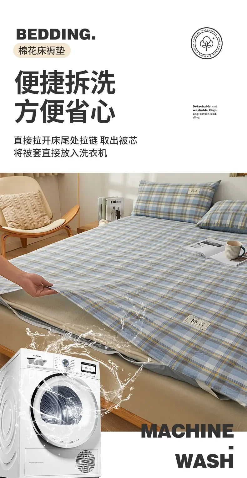 2024 removable and washable Xinjiang cotton mattress mattress fish scale net thickened winter quilt student dormitory mattress.