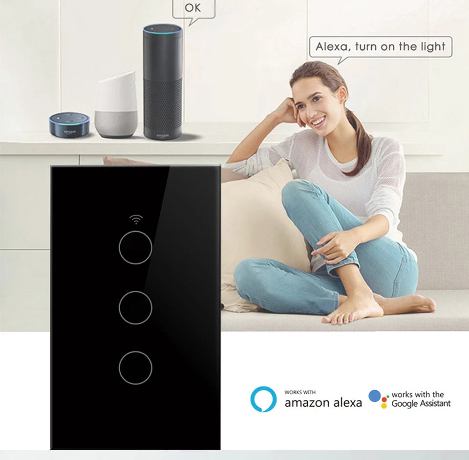Tuya WiFi Touch Wand Smart Switch 1/2/3 Gang Licht Schalter Ohne Neutral Linie Smart Leben APP Steuerung unterstützung Alexa Google Hause.