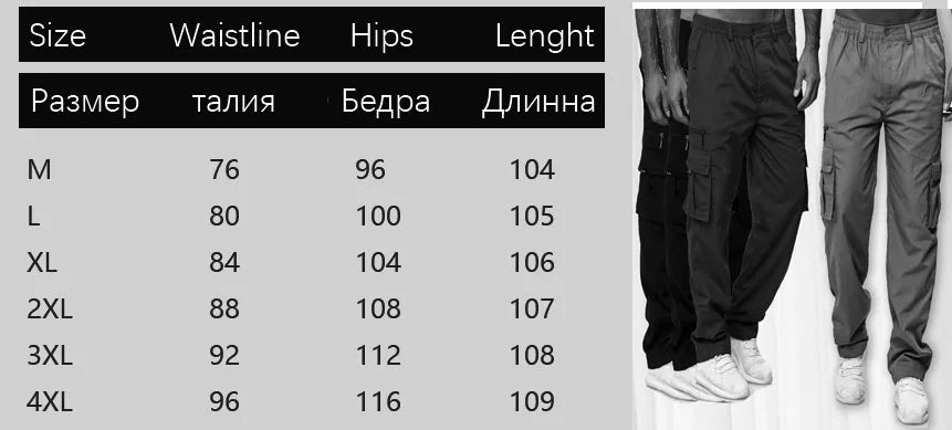 2024 Men's Cargo Pants Casual Multi Pockets Military Tactical Pants Male Outwear Loose Straight slacks Long Trousers Plus size.