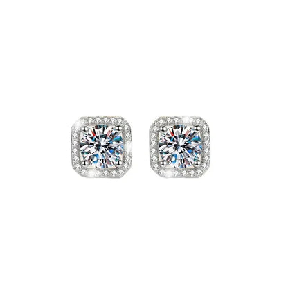 Diamond Earrings Mosonite Earring Square Bag Earrings marry Jewelry simple and fashionable party, Valentine's Day gift.