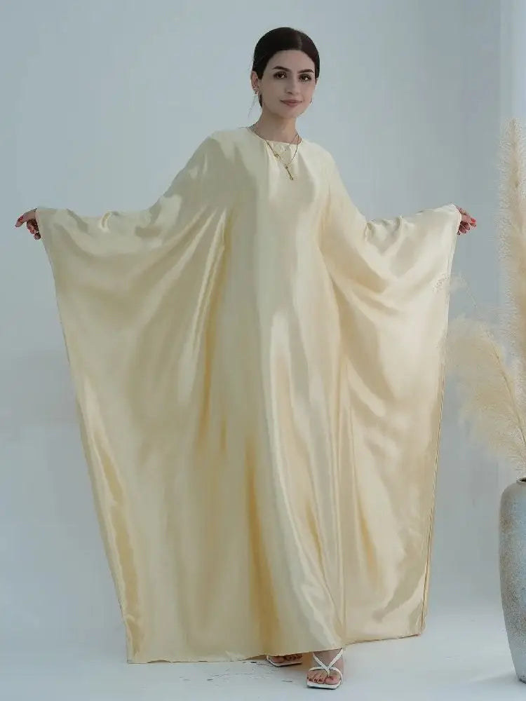 Batwing Satin Shimmer Abaya Damen Dubai Luxury Islam Muslim Kaftan Dress Women Kebaya Vestidos Djellaba Robe Femme Musulmane.