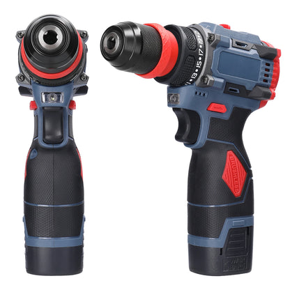 2in1 Akku-Elektroschrauber Bohrer Bürstenloser Motor 45/55 Nm Drehmoment Stufenlose Geschwindigkeitsregelung Hand-Lithium-Treiber-Bohrmaschine