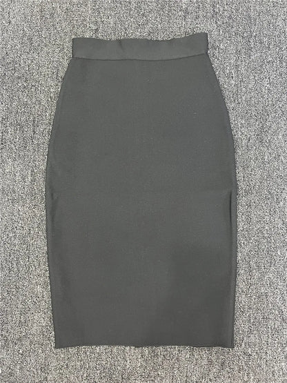 60CM Knee Length Summer Bandage Skirts For Women Candy Color Bodycon Pencil Skirt Ladies Elegant Office Business Formal XL XXL.