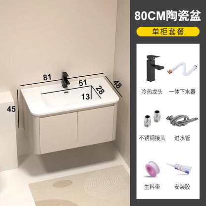 Moderner intelligenter Badezimmerschrank, Wabenstruktur, Aluminium, WC, Waschbecken, Schrank, Kombination, integriertes Keramikwaschbecken, Waschtisch