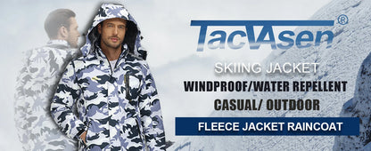 TACVASEN Fleece Lining Mountain Jackets Mens Hiking Jackets Outdoor Removable Hooded Coats Ski Snowboard Parka Winter Outwear.