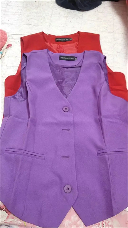 Frühling Sommer Koreanische Mode Weste 2025, Neue Frauen Kurze Mode V-ausschnitt Ärmellose Casual Blazer Weste Mäntel Weibliche Tops