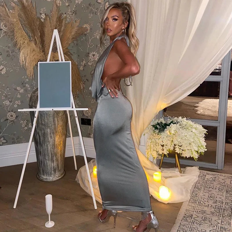 Dulzura Herbst Frauen Halter-Backless Midi Kleid Für Frauen Bodycon Sexy Party Elegante Outfits Abend Geburtstag Kleidung Y2K 2024.