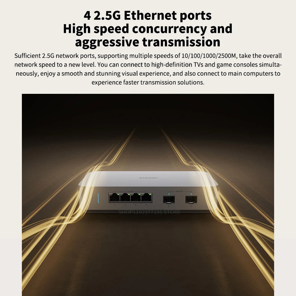 2025 NEW Xiaomi 10G Ethernet Switch 4×2.5G+2×10GMbps Mini Network Switches VLAN Ethernet Splitter Lan Router 6 Ports Hub Switch.