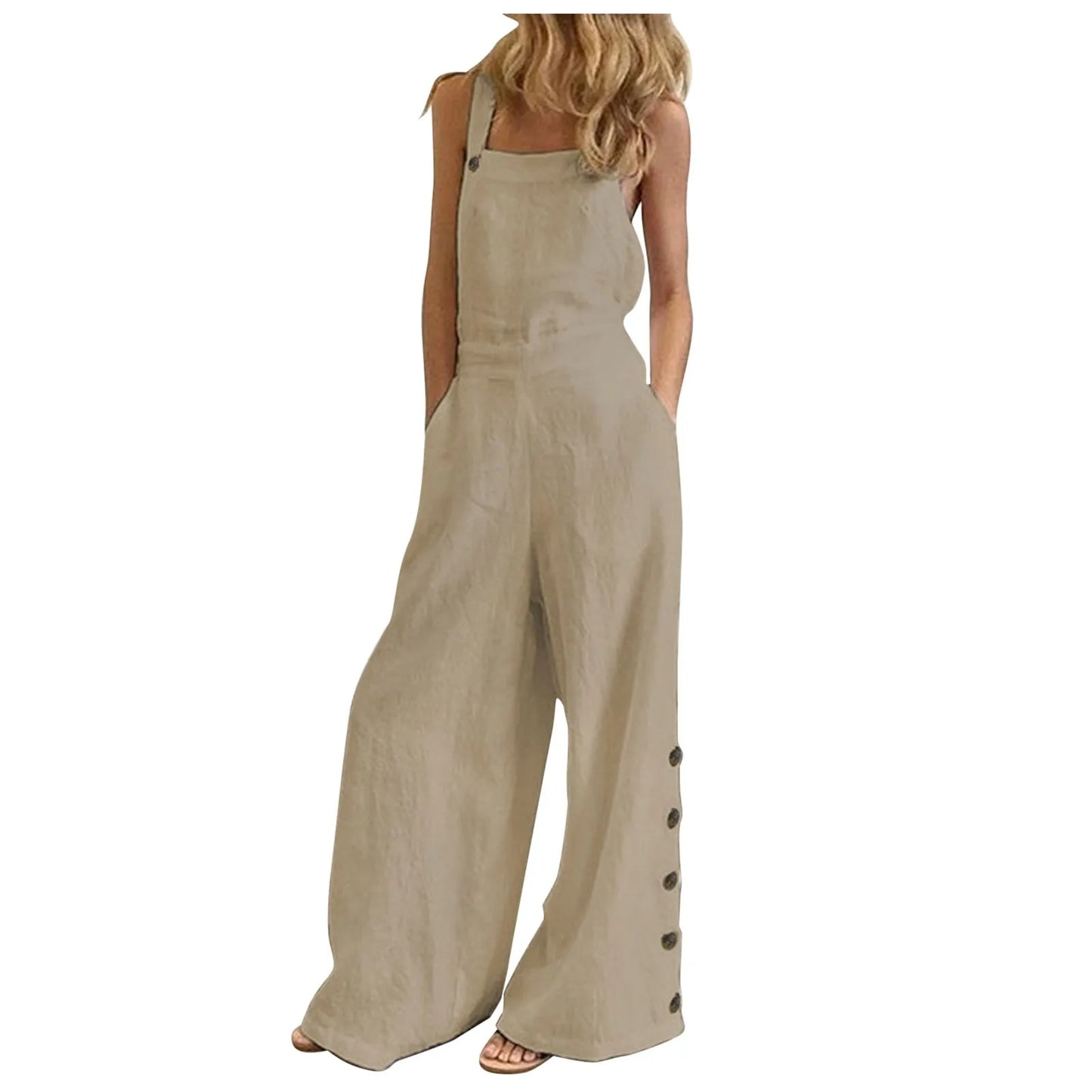 Evening Dresses Outfits Women'S Sleeveless Overalls Jumpsuit Casual Solid Summer Wide Leg Bib Pants Vestidos Verano Moda 2025.