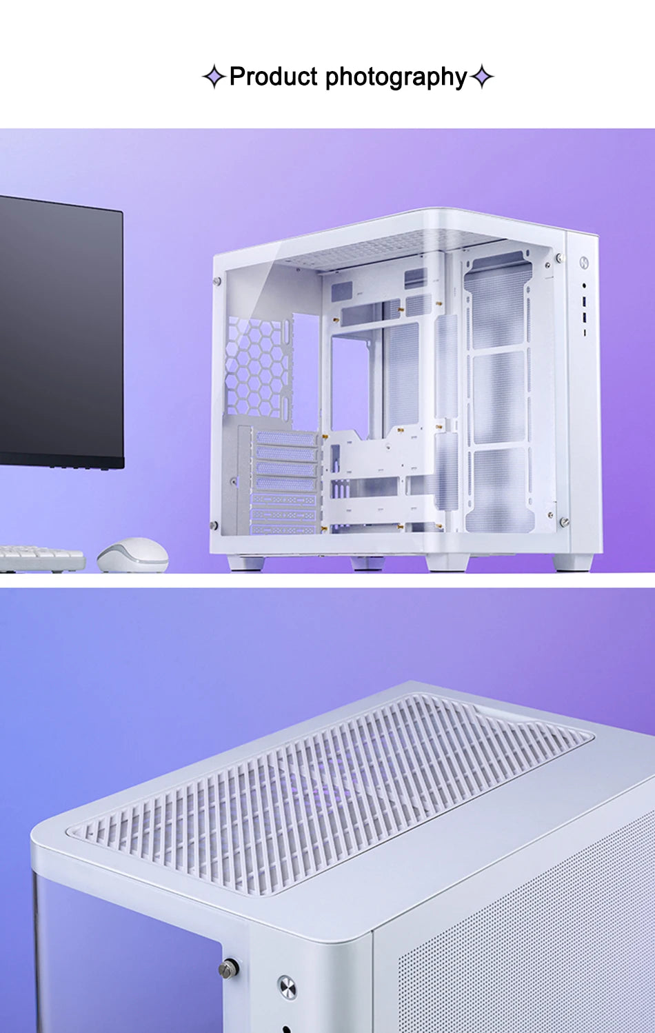 JONSBO TK-3 Desktop Chassis Curved Sea View Room Side Transparent ATX E-sports Case Double 360 Water Cooler Type-c Interface