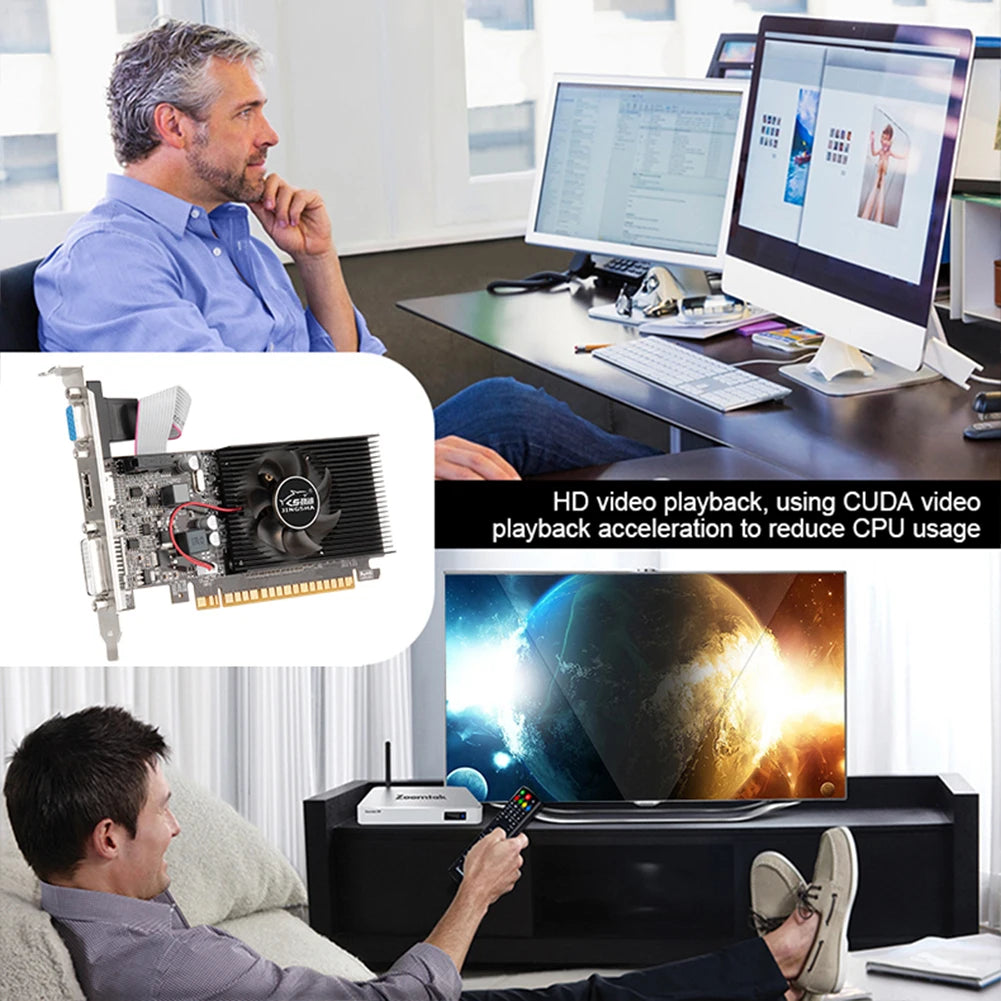 GT610 Video Card 1/2GB PCIE X16 2.0 NVIDIA GeForce GT 610 DDR3 Graphics Card HD VGA DVI Interface for Computer Desktop Game.