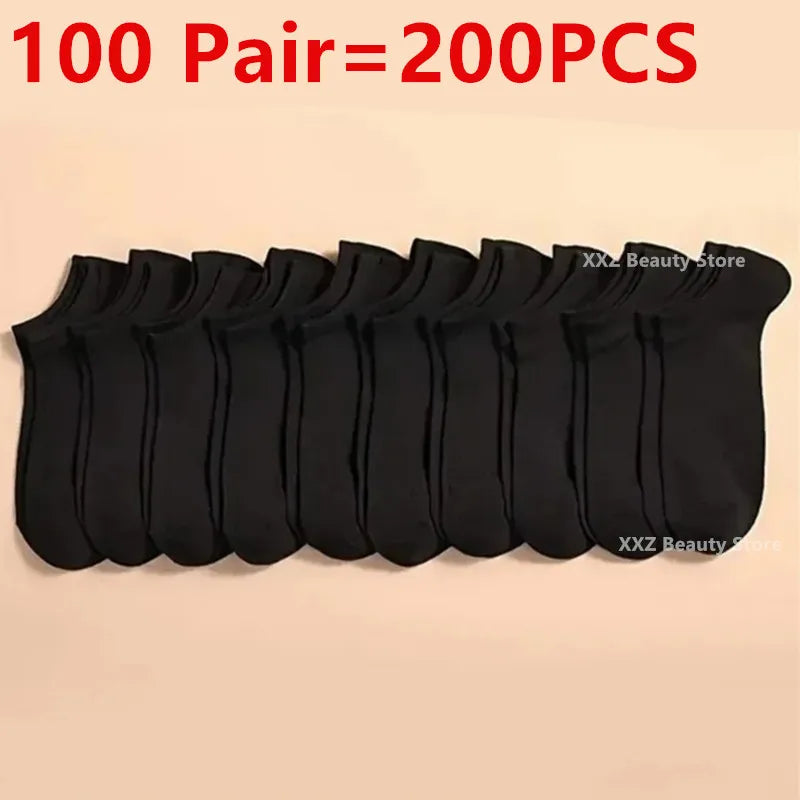 50/100 Pairs Solid Color Breathable ﻿Sock Women Men Boat Socks Invisible Low Cut Non-slip Summer No-show Ankle Socks Wholesale.