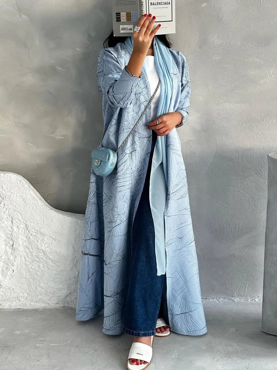 Women Muslim Arabic Abaya Luxury Fold Stripes Kimono Cardigan Coat Long Dress Kaftan Modest Robe Femme Islam Clothing Kebaya.