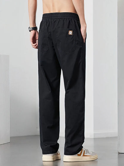 Straight Casual Cargo Pants Men Wide Leg Brown Long Cargo Business Work Trousers Drawstring Baggy Sweatpants Male.