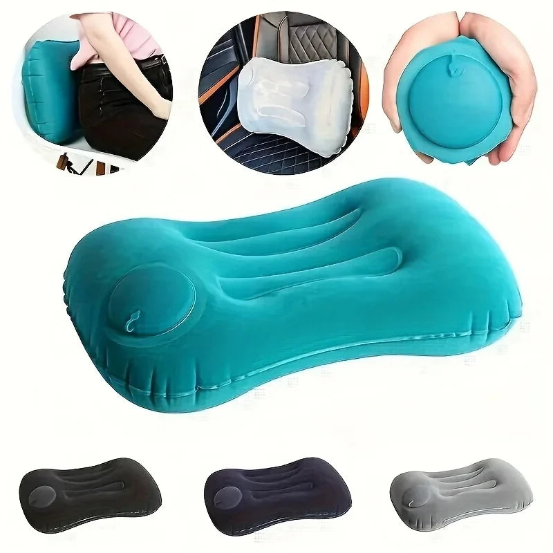 portable Inflatable Square Pillow Flocking travel neck pillow foldable waist pillow Comfortable Travel Camping Plane Pillow 1PC.