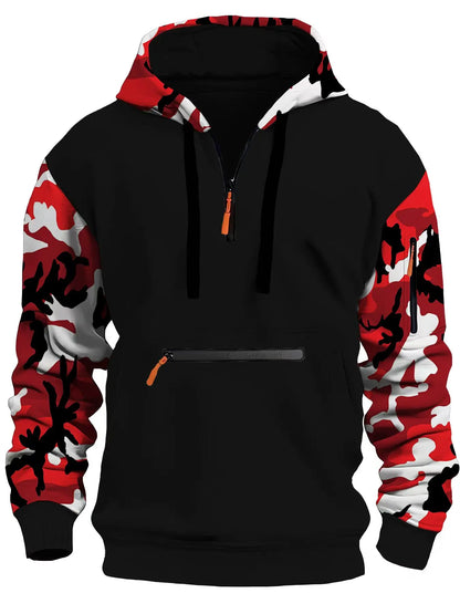 Autumn and winter men's new casual hoodie quality camouflage arm zipper long-sleeved pullover trend hoodie ins fashion Skids.