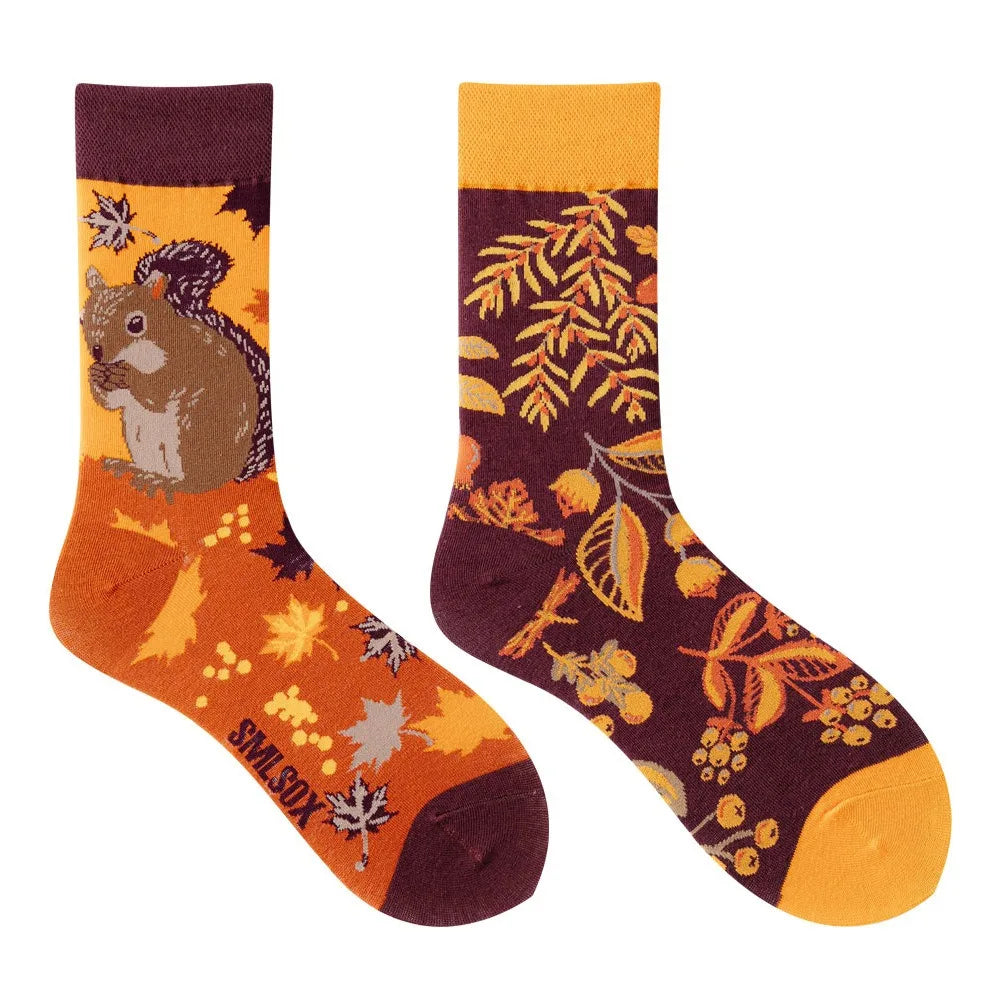 1 Pair Man Women Sock Original AB Tide Socks Colorful Cat Dog Koala Cow Cotton Socks Four Seasons Unisex Medium tube Socks Gift