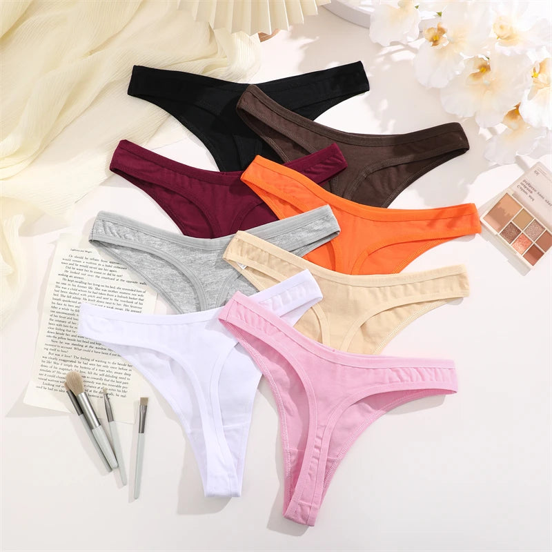 3Pcs/Set Seamless Thong Cotton Women Thin Strap Low Waist High Flexibility Panty Sexy Underwear Ladies Briefs T-back Soft Women.