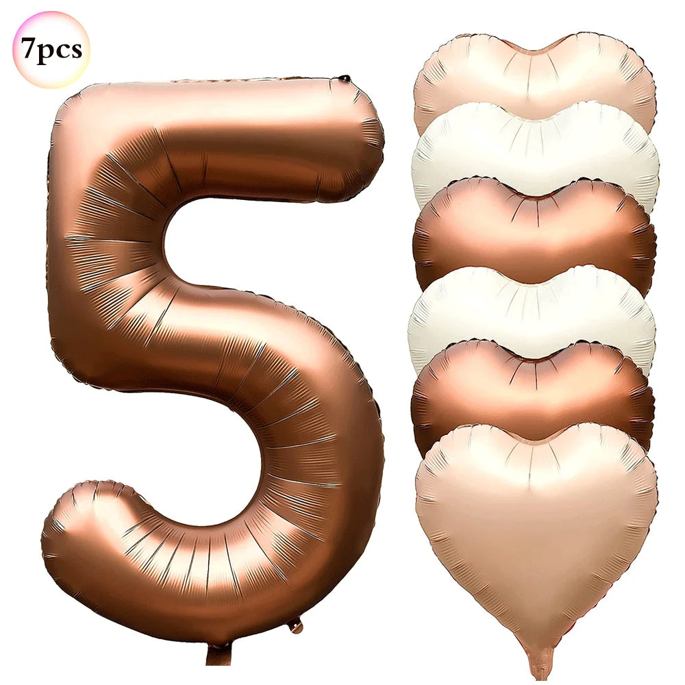 40in Cream Big Number Balloon 18in Three Color Love Foil Helium Balloons Aldult Birthday Set Boys Girls 1st Birthday Decorations