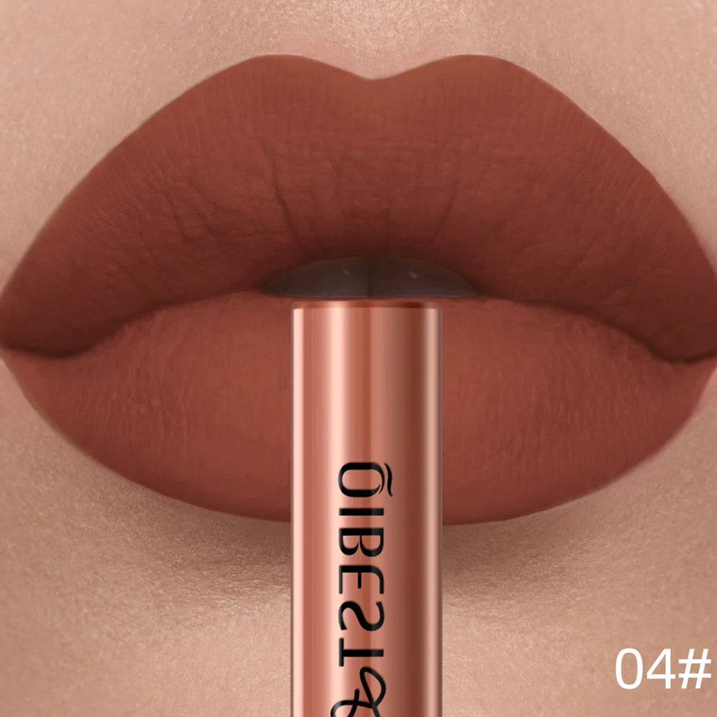 QIBEST Sexy Red Matte Lip Gloss Long Lasting Velvet Liquid Lipstick Lip Makeup Women Beauty Nonstick Cup Waterproof Lipgloss Hot