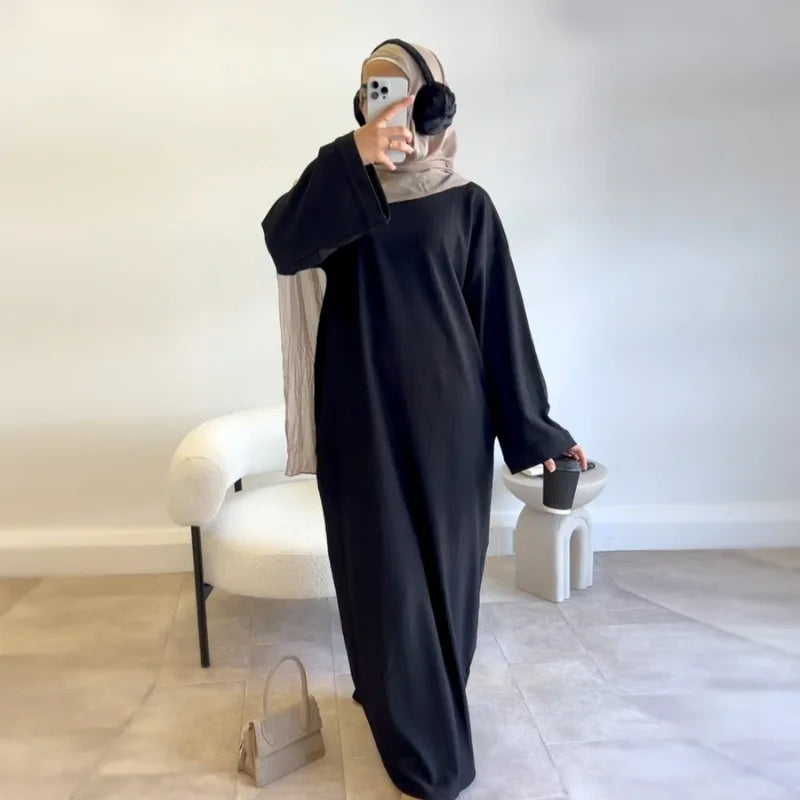 Warm Arabic Corduroy Abaya Dress for Women Ramadan Dubai Women Modest Muslim Coat Winter Islam Clothing New Turkey Solid Robe.