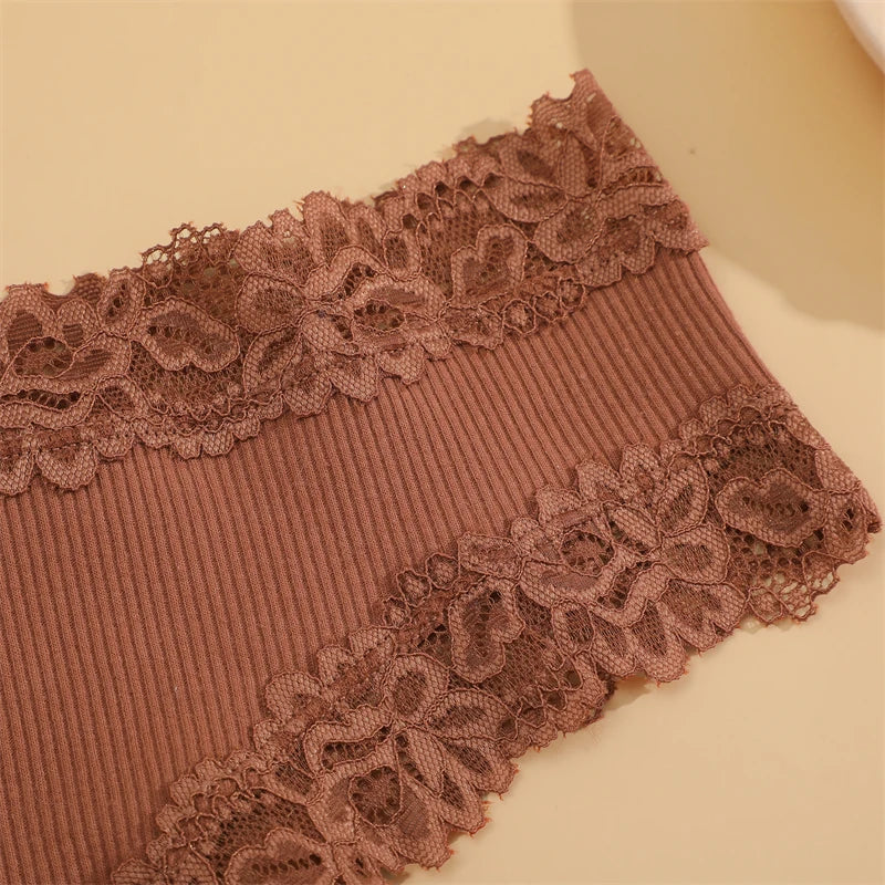 5Pcs/set Women Cotton Panties Floral Lace Intimate Underwear Trendy Patchwork Lace Briefs Female Soft Underpants Lingerie S-XL.