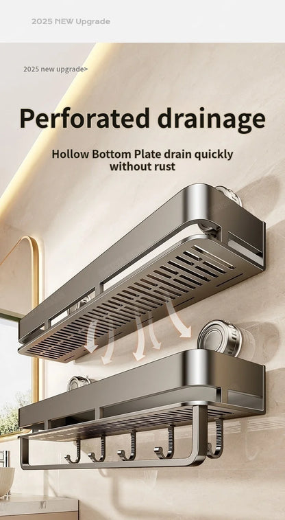 Kein Stanzen Saugnapf Saug Badezimmerregal Badezimmerregal Toilettenraum Aluminium Hängeregal Badezimmer Organizer Hängen an der Wand