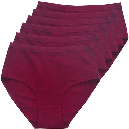 6pcs Cotton Women Panties Lady Plus Size Underwear High Waist Briefs Breathable Solid Color Female Lingerie Shorts