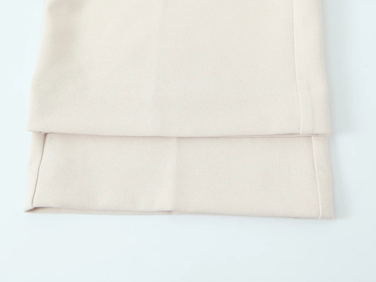 HH Women Solid Pant Set Long Sleeve O-Neck Double-Breasted Blazers+High Waist Chain Matching Side Zipper Trousers Sets