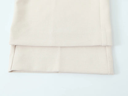 HH Women Solid Pant Set Long Sleeve O-Neck Double-Breasted Blazers+High Waist Chain Matching Side Zipper Trousers Sets