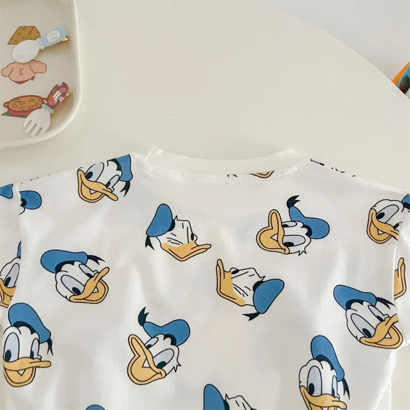 Donald Duck Bodys Einteiler Babykleidung 0-2 Jahre alt Cartoon-Stil Loose Wrap Ass Krabbelanzug K594-1.