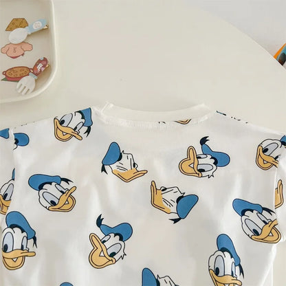 Donald Duck Bodys Einteiler Babykleidung 0-2 Jahre alt Cartoon-Stil Loose Wrap Ass Krabbelanzug K594-1.