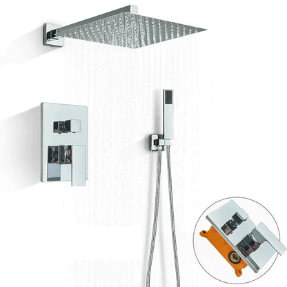 Chrome Rainfall Shower Faucet Set Bathroom Stainless Steel Wall Mounted Concealed 16 Inch Shower System Hot Cold Water Mixer Tap