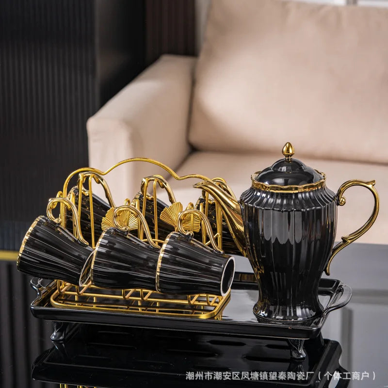 New high-value European ceramic coffee set, color glaze, high-end Phnom Penh coffee cup saucer, afternoon tea set.