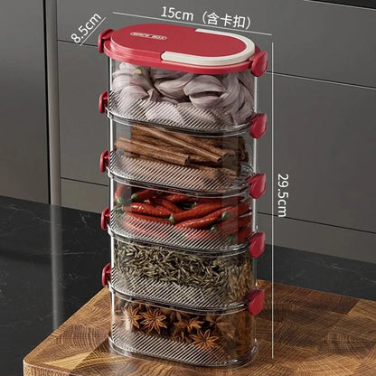Portable Storage Box Onion Ginger and Garlic Seasoning Jar Can Be Stacked Sealed Storage Jar Packaging Fresh-keeping Box