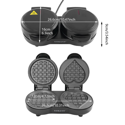 2-Slices Home Electric Waffle Maker| Non-stick Multi-function Breakfast Waffles Machine|Cooking Kitchen Appliances.